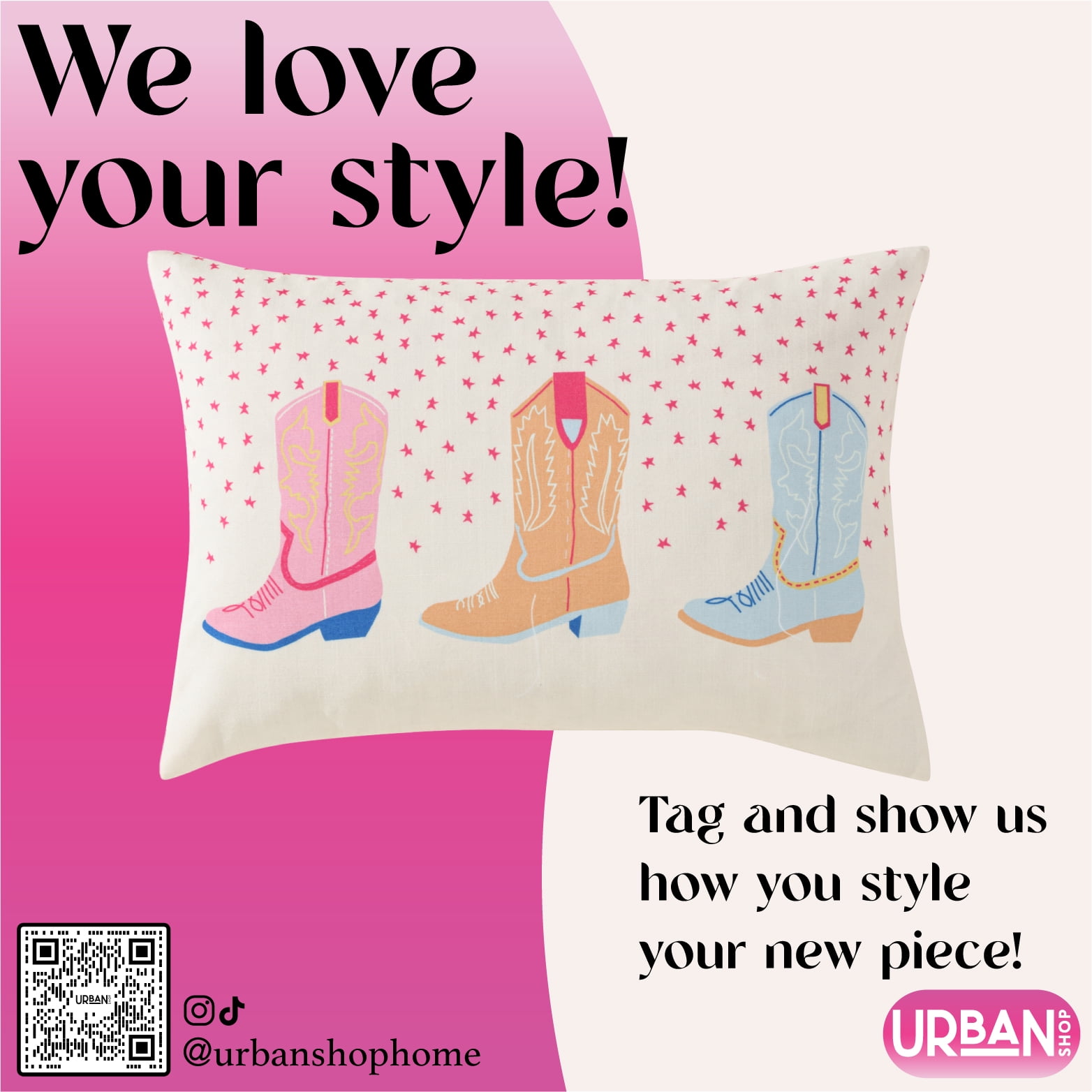 Urban Shop 14" x 20" Cowboy Boot Oblong Pillow for Teens and Young Adults