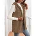 thumbnail image 3 of Fall Winter Women'S Double-Sided Fleece Casual Hooded Cardigan Vest Casual Oversized Warm Button Fleece Vest Brown XL, 3 of 6