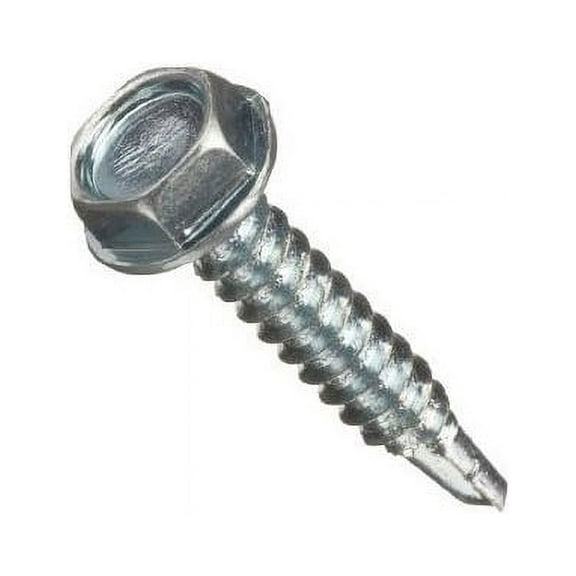 #8-18 x 1-1/2" Zinc Plated Steel Hex Washer Head Self-Drilling Screws