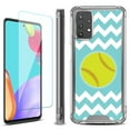 thumbnail image 1 of Shockproof Bumper Phone Case for Samsung Galaxy A53 5G, with Tempered Glass Screen Protector, by OneToughShield ® - Chevron/Softball, 1 of 3
