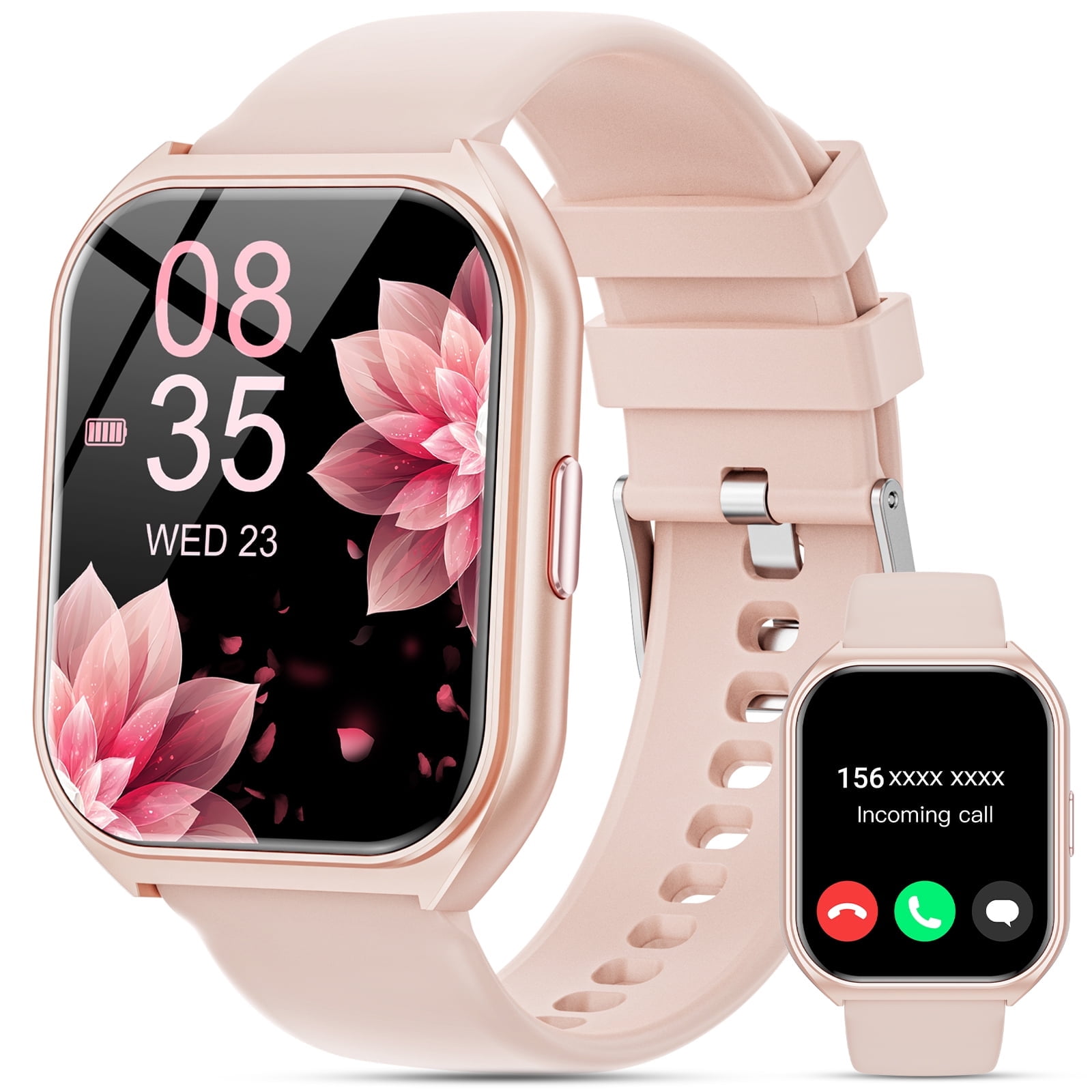 2025 New 1.85-inch Men's and Women's Smartwatch with Fitness Tracker, Answer/Make Calls/150 Sport Modes, IP67 Water Resistant Sports Fitness Watch for Android and Iphone Devices（Pink）