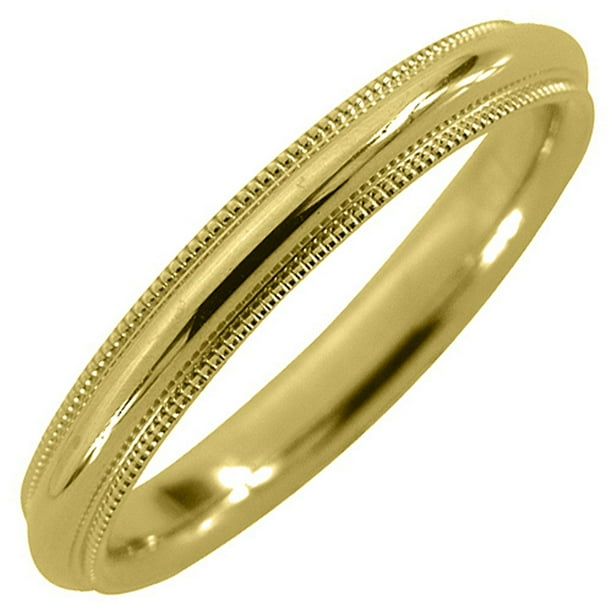 TheJewelryMaster 14K Yellow Gold Mens Wedding Band 3mm