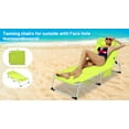 thumbnail image 5 of 3-in-1 Heavy Duty Tanning Chair in  with Adjustable 5-Position Design Portable Outdoor Lounger for Beach Use,White+Green, 5 of 13