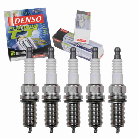 5 pc DENSO Platinum TT Spark Plugs compatible with Volvo V50 2.4L 2.5L L5 2005-2011