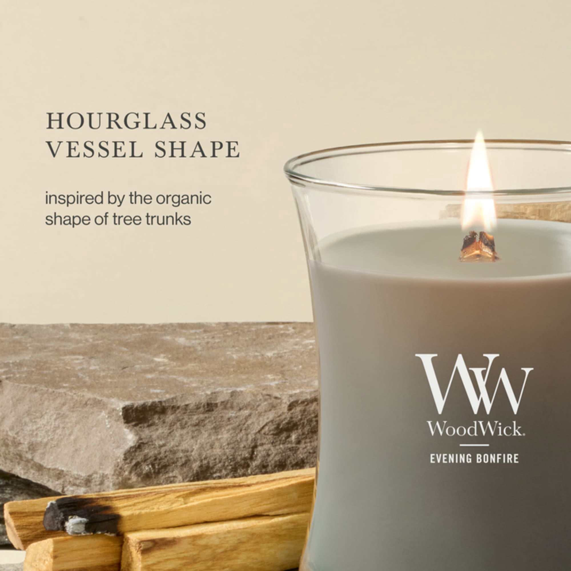 (4 pack) WoodWick Evening Bonfire Medium Hourglass Candle