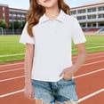 thumbnail image 3 of Resicozy Polo Shirts for Girls Quick Dry Uniform Short Sleeve T Shirts for Kids Collared Golf Polo Shirt 3-12 Years White 140, 3 of 10