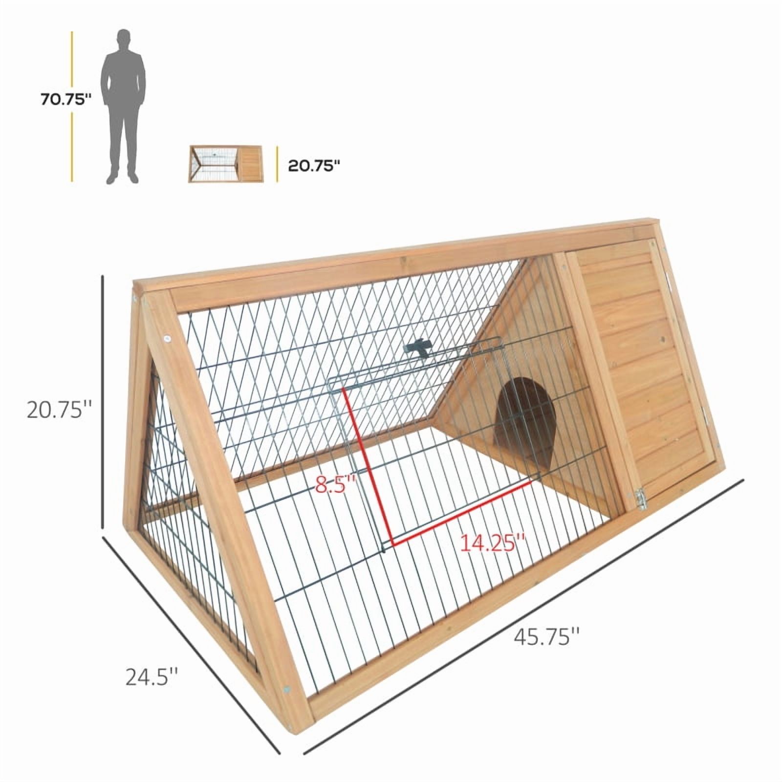 PawHut 46" x 24" Wooden Outdoor Rabbit Cage Small Animal Hutch with Outside Run & Ventilating Wire, Yellow