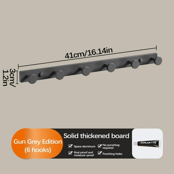 Fiudx Perchero de Pared de Aluminio Espacial, Diseño Resistente a La Oxidación, Fácil Instalación, Ideal para Entrada, Baño y Armario, con Gancho Multifuncional, de 20 a 41 Cm.