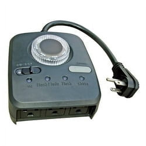 Outdoor 3-Outlet Mechanical Timer with 4 Lighting Programs, Black, by Holiday Time