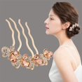 thumbnail image 1 of 1 peine para el pelo de boda con flores de cristal y diamantes de imitación para mujer, color champán, 1 of 4