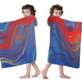 thumbnail image 4 of Blue Red Gold Marble Pattern Hooded Bath Towel，60"x35" for Ages 3 To 12 Kids, Quick Dry Lightweight Soft Microfiber Hood Beach Towel Cover Up for Kids, 4 of 7
