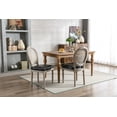 thumbnail image 3 of Guyou Farmhouse Dining Chairs Set of 2, French Wooden Country Upholstered Faux Leather Oval Side Chair with Round Rattan Back for Restaurant Living Room Kitchen Dining Room, Black, 3 of 13
