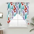 thumbnail image 2 of Swag Valance Curtains for Windows, Spring Leaves Light Filtering Kitchen Curtains with Rod Pocket, Watercolor Leaf Botanical Nature Light Blue Window Treatment Valances, 36x63 - 2 PCS, 2 of 9
