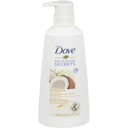 Dove Nourishing Secrets Restoring Body Lotion, Dry Skin Relief for Women with Coconut Oil and Sweet Almond Extracts - 16.9 FL OZ Pump Bottle(Pack of 2)