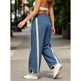 thumbnail image 4 of Women's Baggy Wide Leg Pants Casual Drawstring Elastic Waisted Contrast Color Workout Y2K Track Pants, 4 of 6