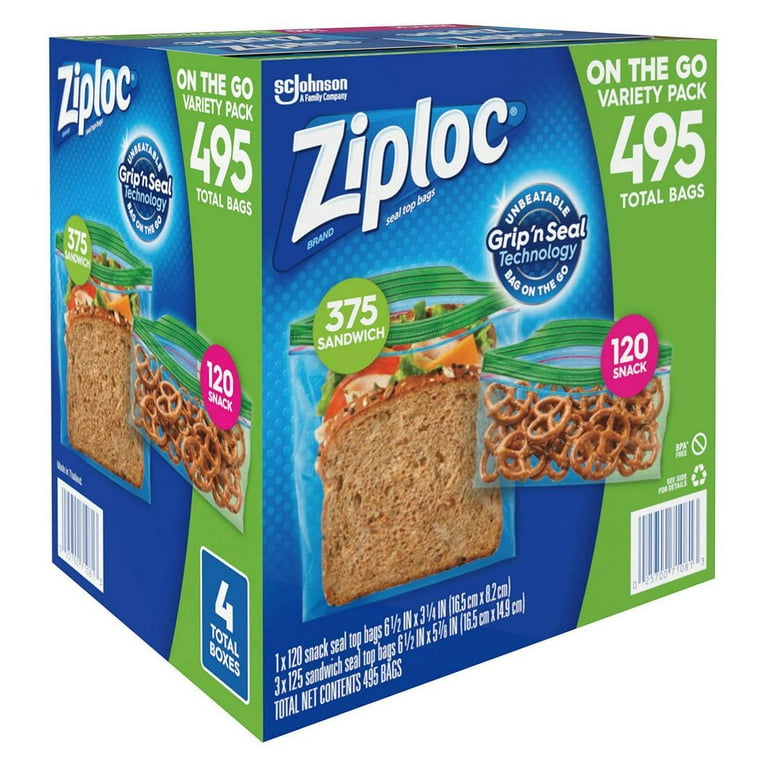 Ziploc Snack Bag and Sandwich Bag Mixed Pack, 495 Pack, Clear