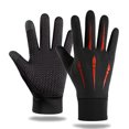 thumbnail image 1 of Guantes de cuero con pantalla táctil para hombres y mujeres, guantes gruesos con forro polar, resistentes al viento, impermeables y cálidos para andar en motocicleta en invierno, 1 of 6