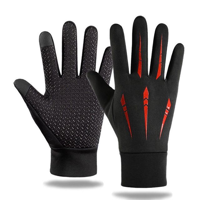Guantes de cuero con pantalla táctil para hombres y mujeres, guantes gruesos con forro polar, resistentes al viento, impermeables y cálidos para andar en motocicleta en invierno