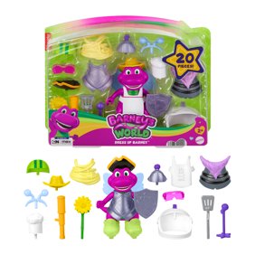 Fisher-Price Barney&rsquo;s World Dress Up Barney Set, 1 Figure & 20 Pieces for Toddler Pretend Play