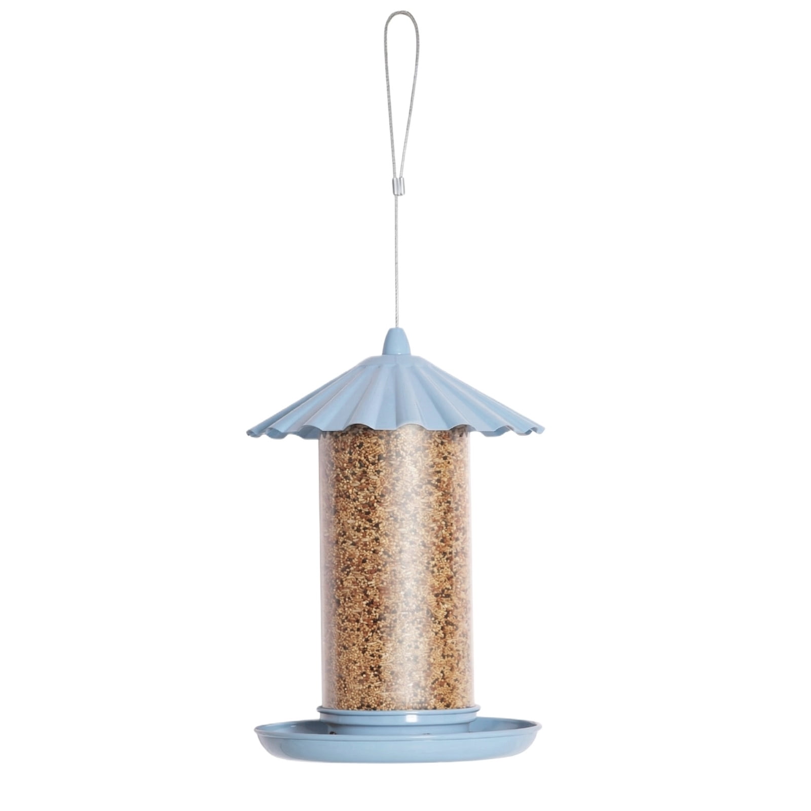 Outdoor Hanging Automatic Bird Feeder with Cover, Squirrel Proof Wild Bird Feeder, Large Capacity Metal Mesh Birdfeeder for Yard Garden (1*Bird Feeder)