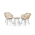 thumbnail image 2 of Crescent 3-Piece Outdoor Wicker Patio Bistro Set with Cushions White, 2 of 5