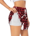 thumbnail image 1 of Balery Christmas Tree Buffalo Plaid Pantalones cortos deportivos para mujer con forro y dos bolsillos, elásticos, para entrenamiento, gimnasio, yoga-Medium, 1 of 7