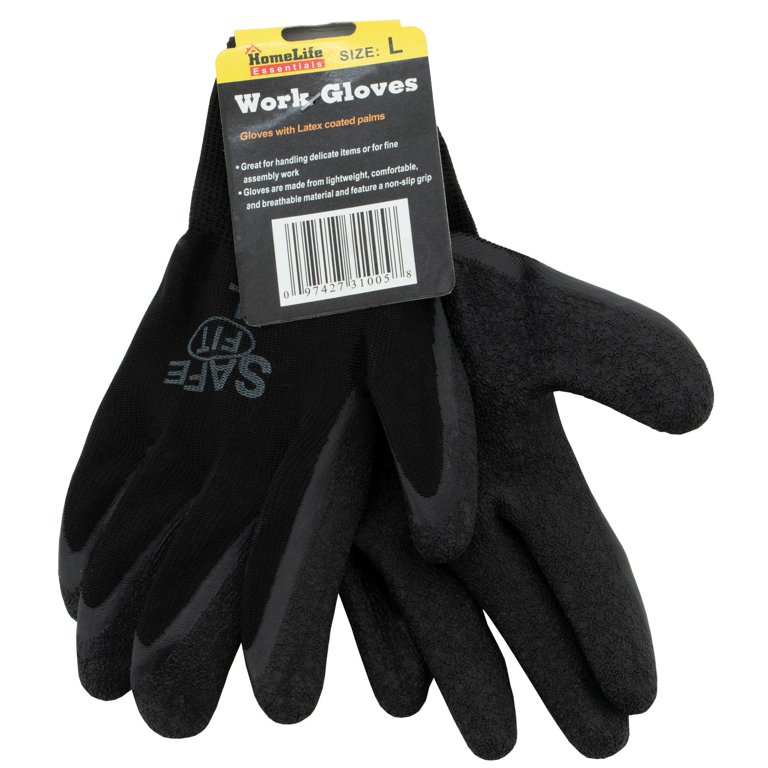 G & F 3100L-DZ Knit Work Gloves, Textured Rubber Latex Coated for Construction, 12-Pairs, Men's Large