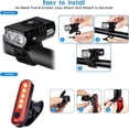 thumbnail image 5 of Juego de luces delanteras y traseras para bicicleta: Luces de bicicleta para montar de noche, recargables por USB, 2 faros LED brillantes, 6 modos de luz, 5 of 5