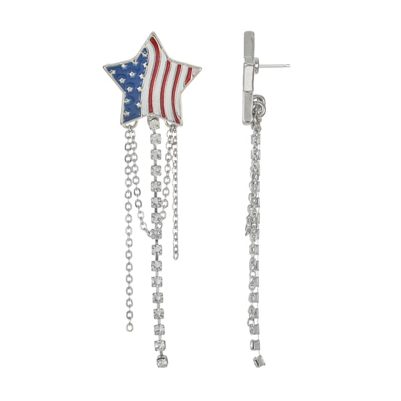 Way to Celebrate Americana Patriotic Star Chain Earrings