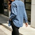 thumbnail image 5 of ClodeEU Women's Classic Button Down Denim Shirt Jacket,Casual Loose Jean Shacket ,Women's Plus L, 5 of 8