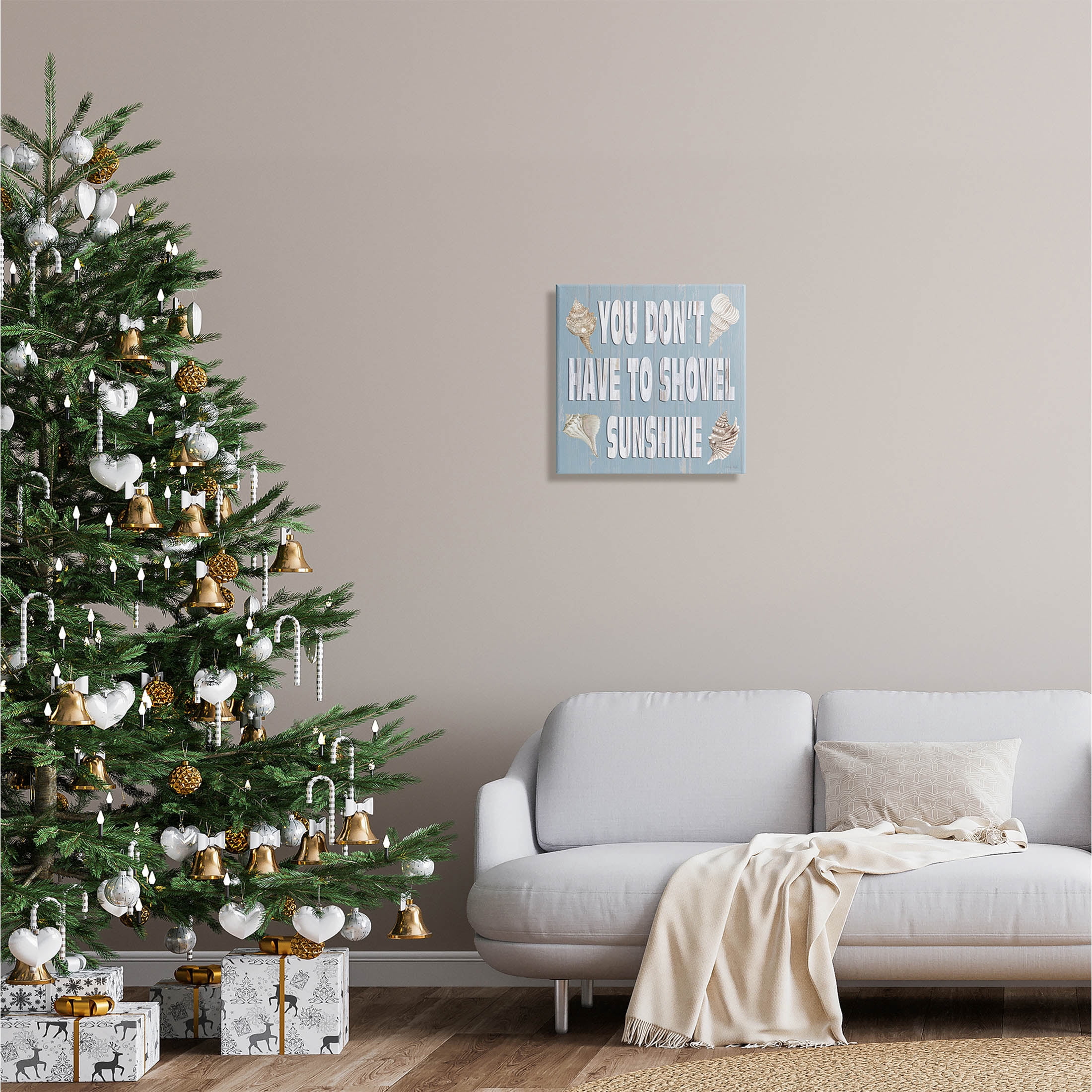 You Don't Have To Shovel Sunshine Phrase Holiday Graphic Art Gallery Wrapped Canvas Print Wall Art