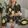 thumbnail image 4 of Goofa Lavender Flowers Printed Women’s 2 Piece Pajama Set Super,Pajamas Women's Long Sleeve Sleepwear Soft Button Down Loungewear Pjs Lounge Set Nightwear-XX-Large, 4 of 9