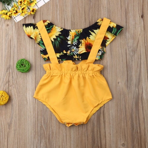 baby girl sunflower overalls