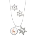 thumbnail image 1 of Delight Jewelry Silvertone Domed Llama Silver tone Snowflake Charm Necklace and Stud Earrings, 1 of 4