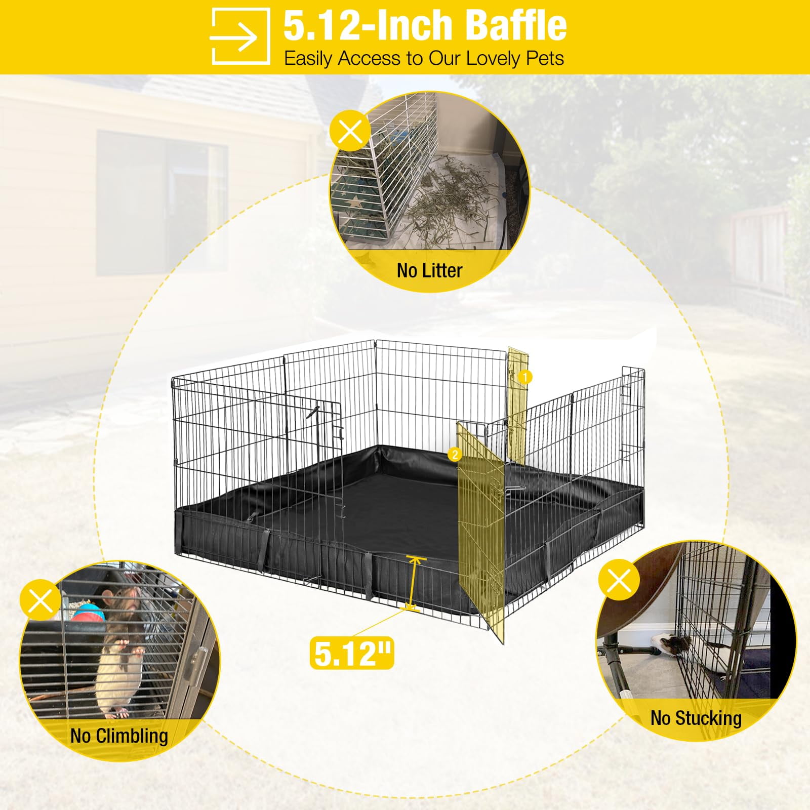 Aivituvin Pet Playpen Rabbit Playpen Indoor Small Animal Rabbit Run Extension Guinea Pig Cage with Waterproof Floor Liner