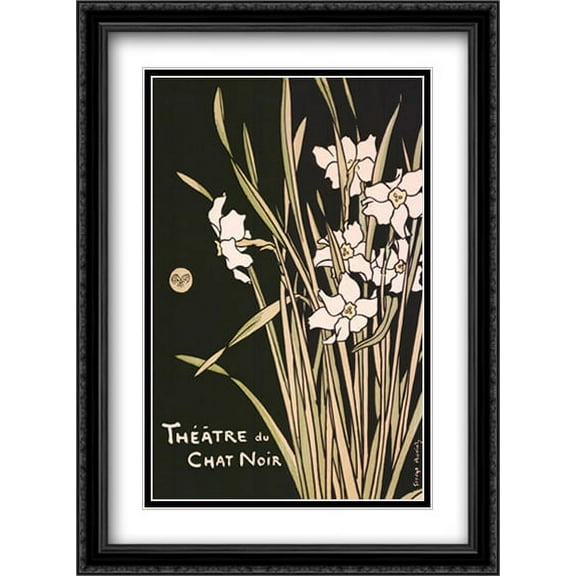 Theatre Du Chat Noir 2x Matted 28x40 Large Black Ornate Framed Art Print by Theophile Steinlen