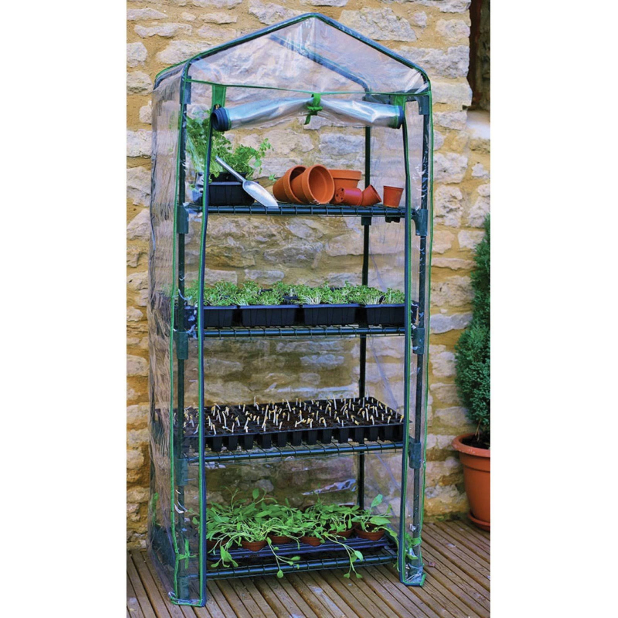 GENESIS 4 Tier Portable Rolling Greenhouse with Clear Cover
