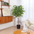 thumbnail image 3 of Artificial Ficus Silk Plants, 6FT Faux Plastic Ficus Tree in Pot with Durable Plastic Trunk, Fake Plant for Home Decor Office House Living Room Indoor Outdoor, 3 of 10