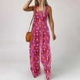 thumbnail image 5 of Sakmal Boho One Piece Jumpsuits for Women Flowy Sleeveless Pink Dressy Overalls Long Square Neck Wide Leg Floral Pants with Pockets, 5 of 8