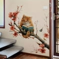 thumbnail image 4 of Cat Wall Stickers - Cute reading cat & red flower Branch with PVC Film, Peel and Stick Removable Temporary Wallpaper for Room, Semi-Matte, Easy to Apply (Irregular Cut for smooth Walls), 4 of 5