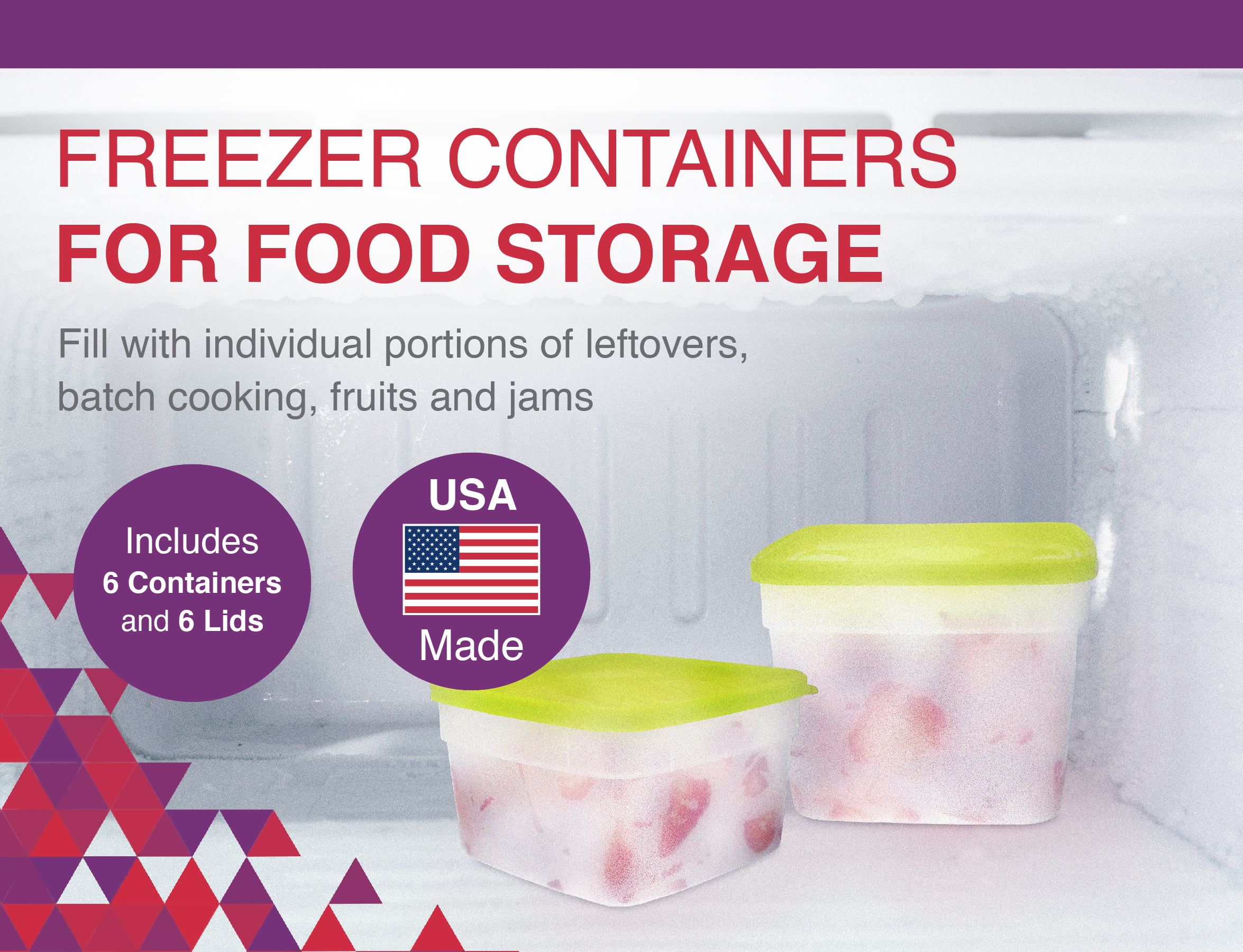 Freezer Storage Container, 1 Pt, White, Plastic, (5/Pack), Stor-Keeper  386372