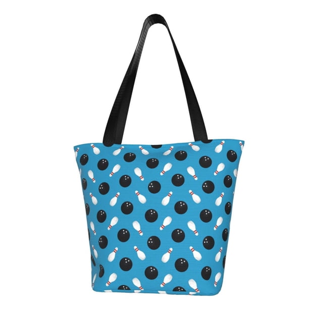 Fotbe Bowling Balls Bolsa de Playa con Estampado, Bolsa de Hombro, Bolsa de Mano Espaciosa, Bolsa de Viaje Ligera, Bolsa de Compras Versátil