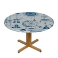 thumbnail image 3 of WYYP  Round Edge Closing Tablecloth, Doodle Elastic Edged Tablecloth, Physics Themed Drawing Formulas Related to The Field, Fit Round Tables, for Indoor Outdoor Fits, Blue Pale Blue White, 3 of 7