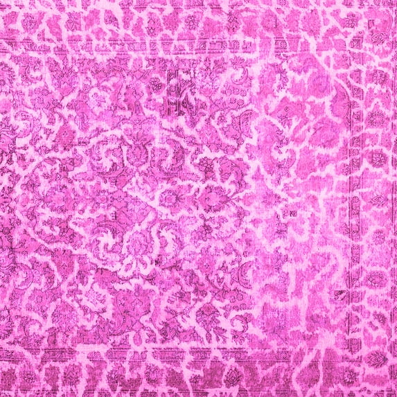 Ahgly Company Indoor Square Abstract Pink Contemporary Area Rugs, 7' Square