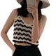 thumbnail image 1 of Vintage Boho Knitted Camis Tops Beachwear Striped Women Summer Sleeveless for Tank Vest Tops V Neck for Young Girl Stude brown, 1 of 4