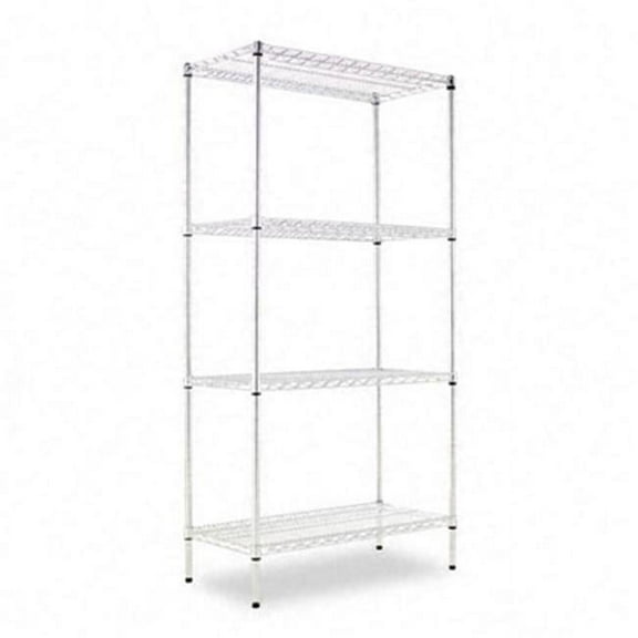 Industrial Wire Shelving Starter Kit 4 Shelves 36w x 18d x 72h Silver