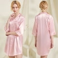 thumbnail image 6 of FLMEI Silk Nightgown for Women Sleep Shirt Short 3/4 Sleeve Sleeve Sleepwear Boyfriend Nightshirt Button down Pajama Dress S-XXL, 6 of 8