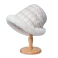 thumbnail image 4 of qolati Womens Wide Brims Caps Fuzzy Faux Fur Winter Warm Thick Plush Earflap Fisherman Beanie Hats Soft Puffy Outdoor Bucket Hats, 4 of 5