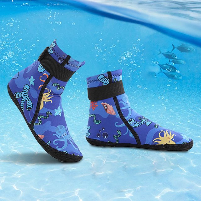 Calcetines de neopreno para niños, calcetines para la arena, calcetines de buceo antideslizantes para niños pequeños, botas de snorkel ajustables, abrigados para buceo y surf