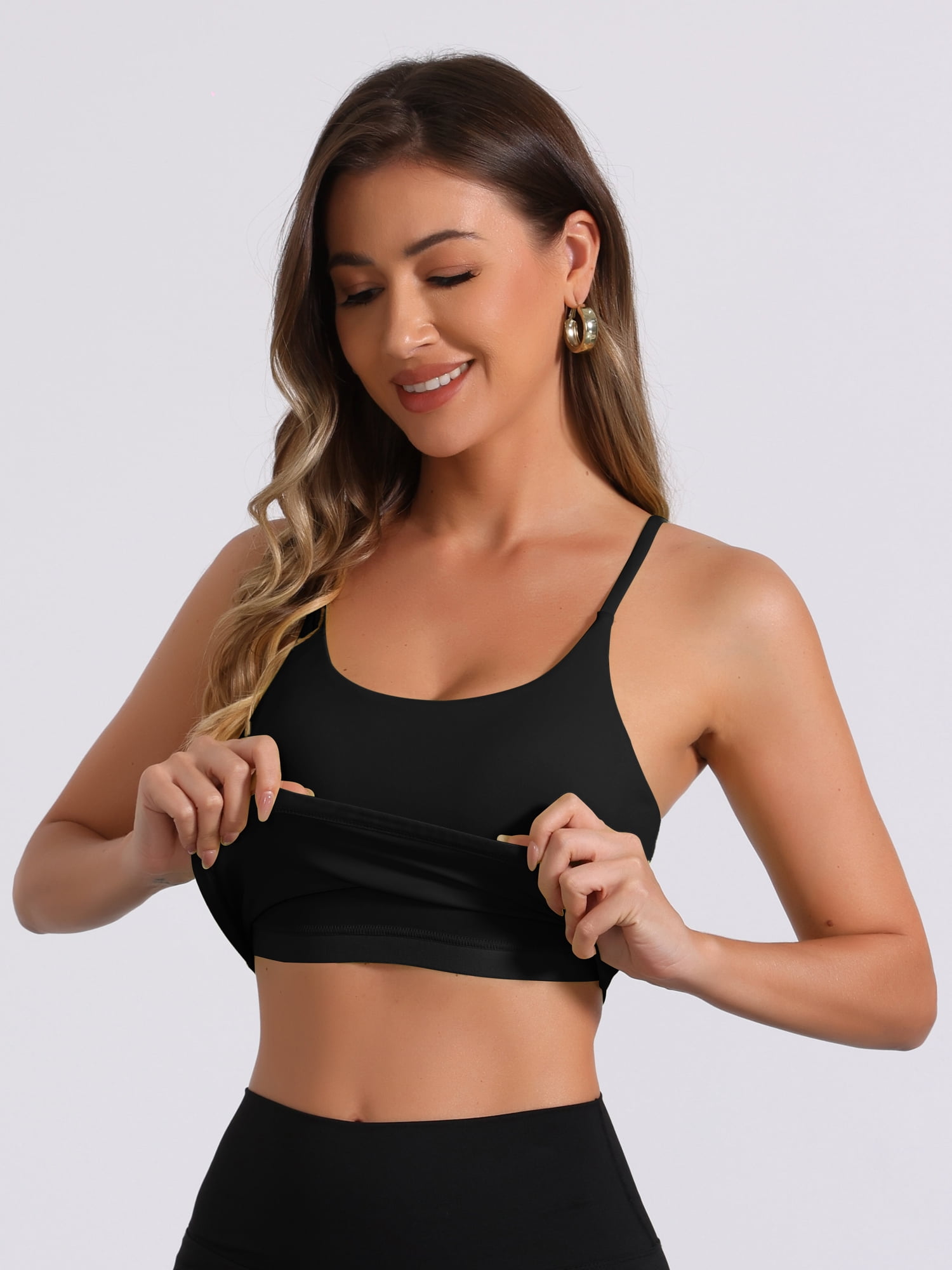 DARING DIVA Built-in Bra Padded Workout Basic Invisible Camisole M Black